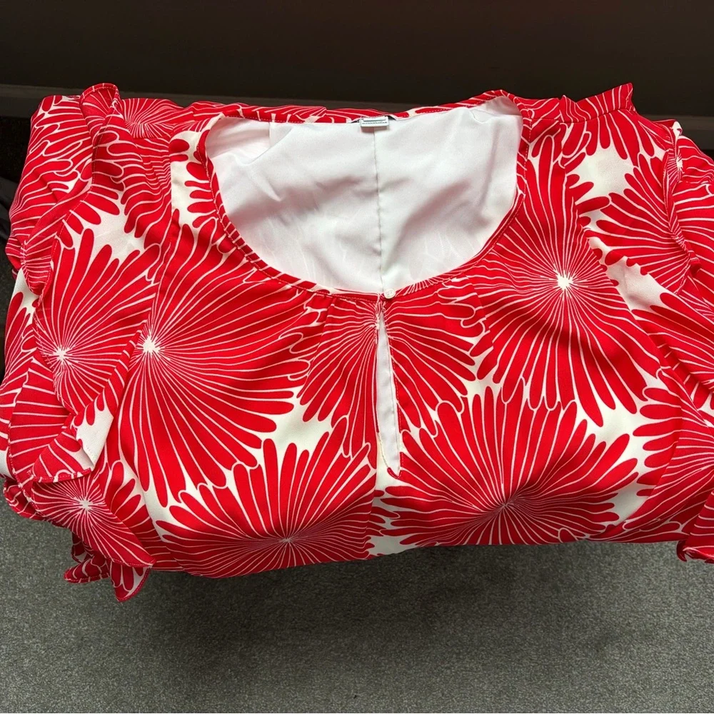 J. Crew Red and White Floral Midi Dress